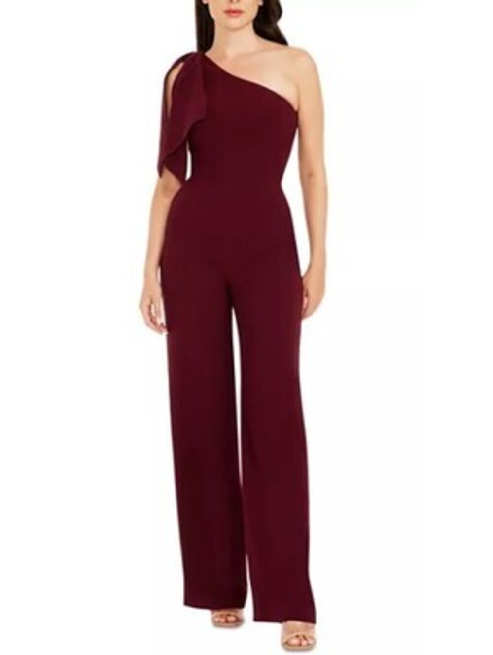 Dress the Population Tiffany One Shoulder Jumpsuit, Burgundy Size XXL